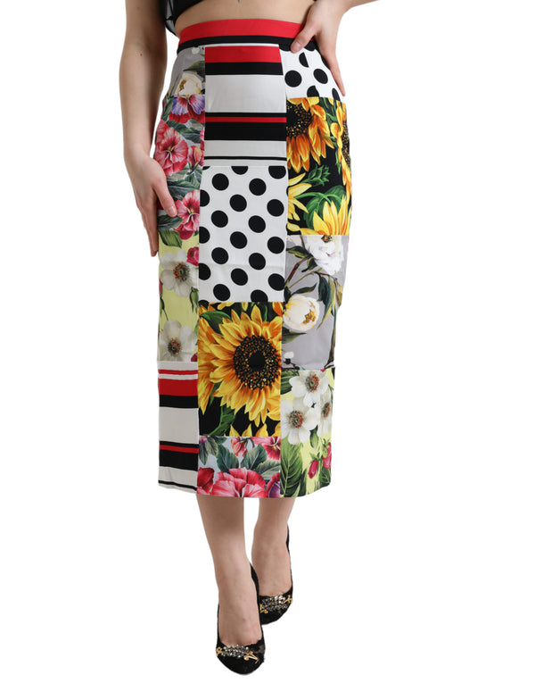 Glamorous High Waist Patchwork Midi Skirt Dolce & Gabbana