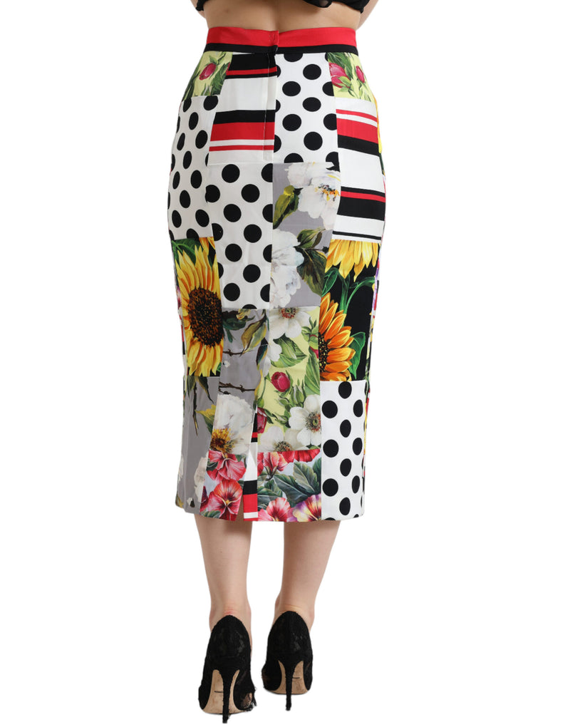 Glamorous High Waist Patchwork Midi Skirt Dolce & Gabbana