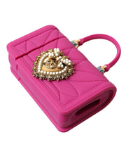 Chic Quilted Silicone Airpods Case - Pink & Gold Dolce & Gabbana