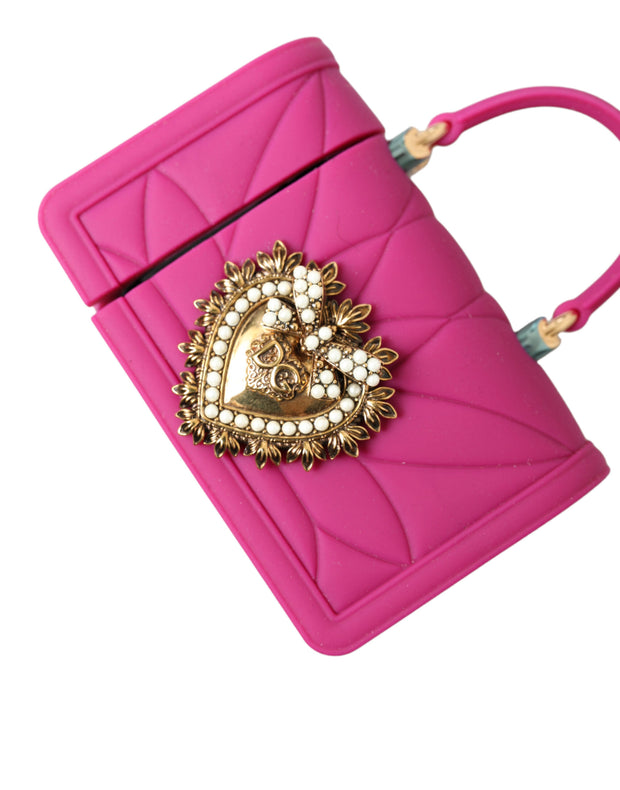 Chic Quilted Silicone Airpods Case - Pink & Gold Dolce & Gabbana