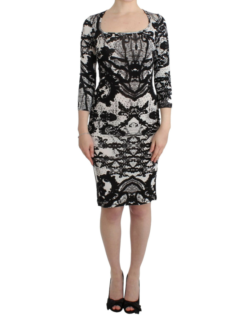 Elegant Printed Jersey Sheath Dress Cavalli