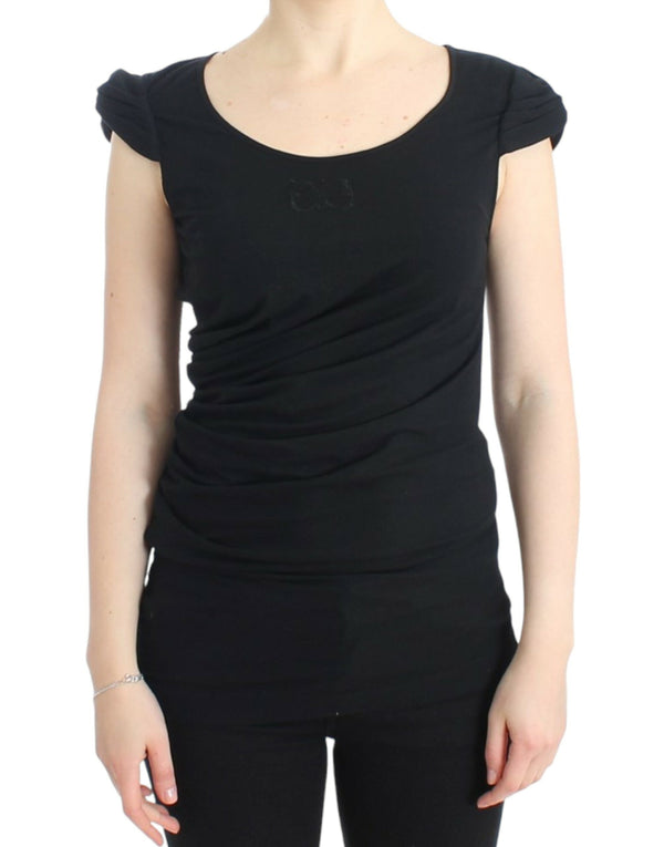 Elegant Cap Sleeve Black Top Cavalli