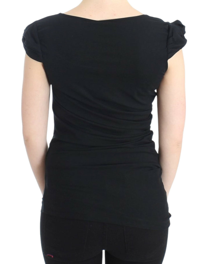 Elegant Cap Sleeve Black Top Cavalli