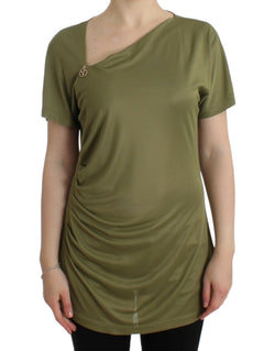 Elegant Green Jersey Blouse with Gold Accents Cavalli