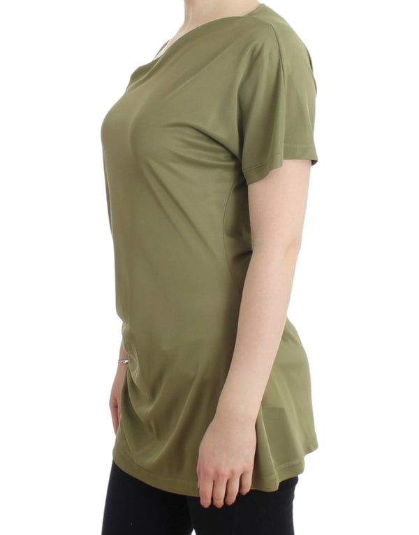 Elegant Green Jersey Blouse with Gold Accents Cavalli