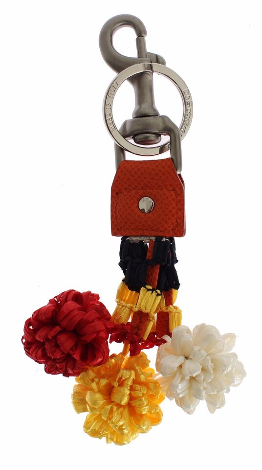 Chic Multicolor Raffia & Leather Keychain Dolce & Gabbana