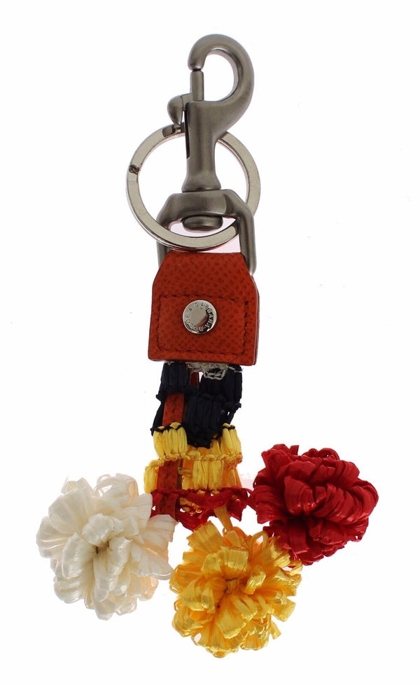 Chic Multicolor Raffia & Leather Keychain Dolce & Gabbana