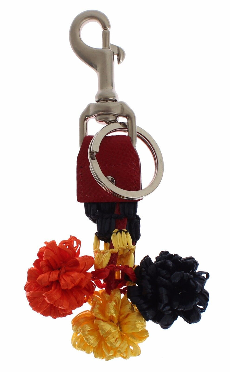 Multicolor Sicily Raffia Leather Keychain Dolce & Gabbana