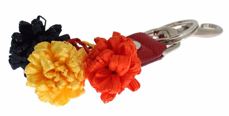 Multicolor Sicily Raffia Leather Keychain Dolce & Gabbana