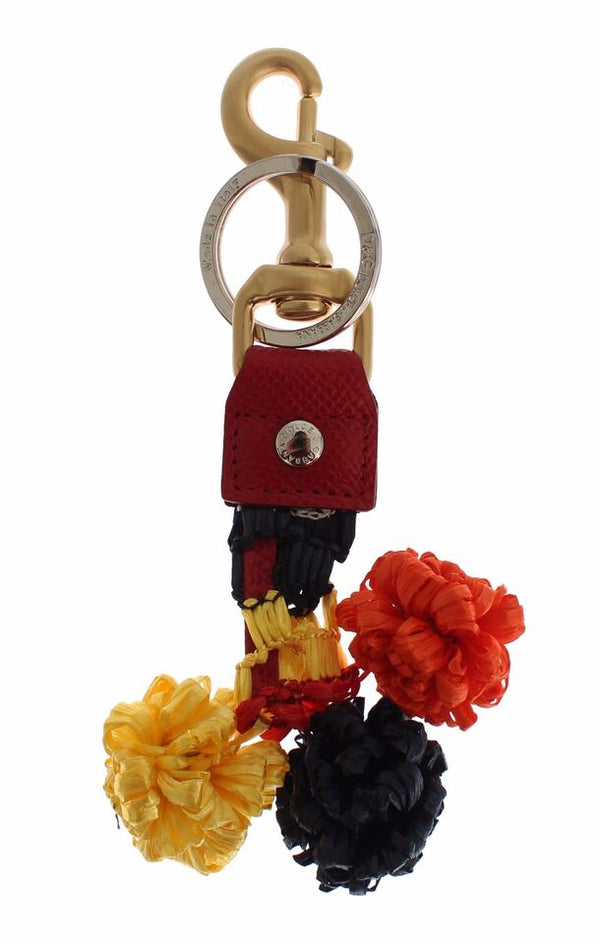 Chic Multicolor Raffia Leather Keychain Dolce & Gabbana