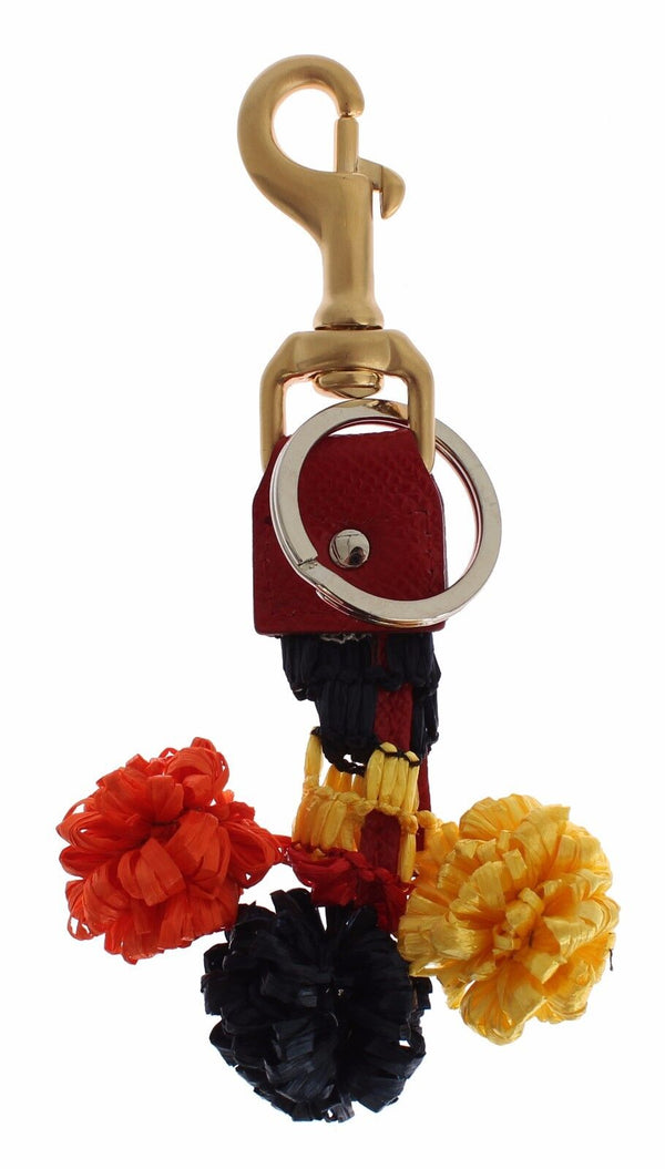 Chic Multicolor Raffia Leather Keychain Dolce & Gabbana