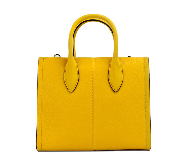 Mirella Small Jasmine Yellow Leather Top Zip Shopper Tote Bag Michael Kors