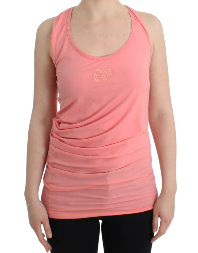 Chic Pink Cotton Blend Tank Top Cavalli