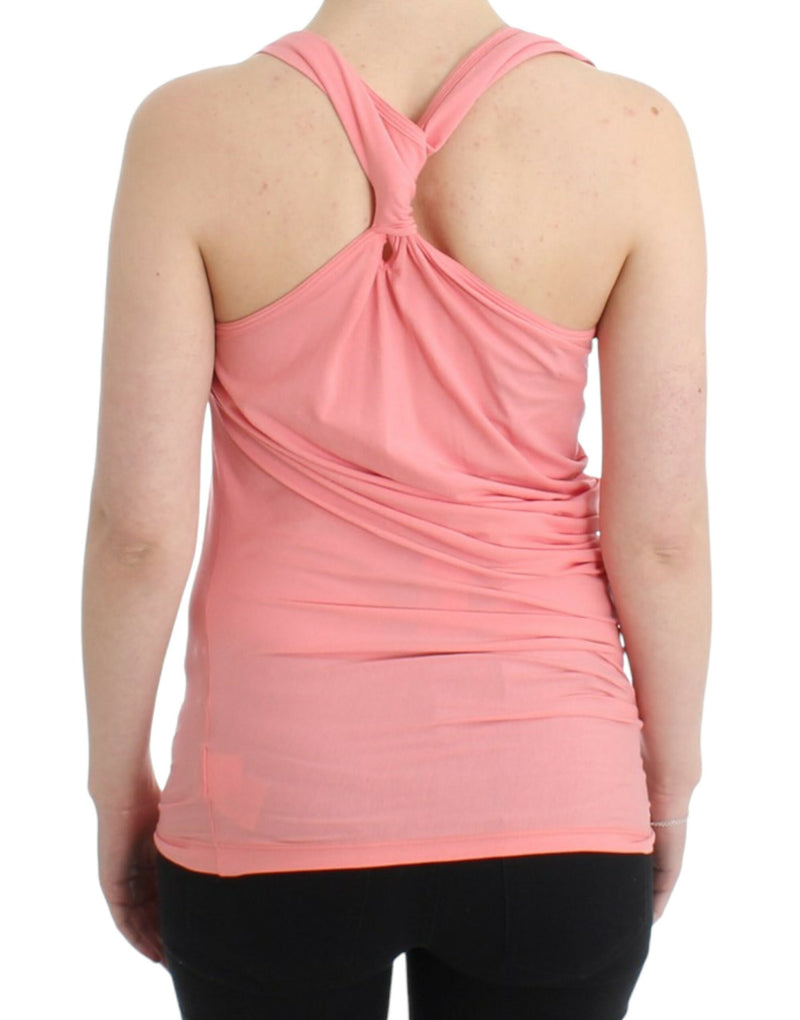 Chic Pink Cotton Blend Tank Top Cavalli