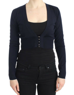 Elegant Cropped Virgin Wool Cardigan Cavalli