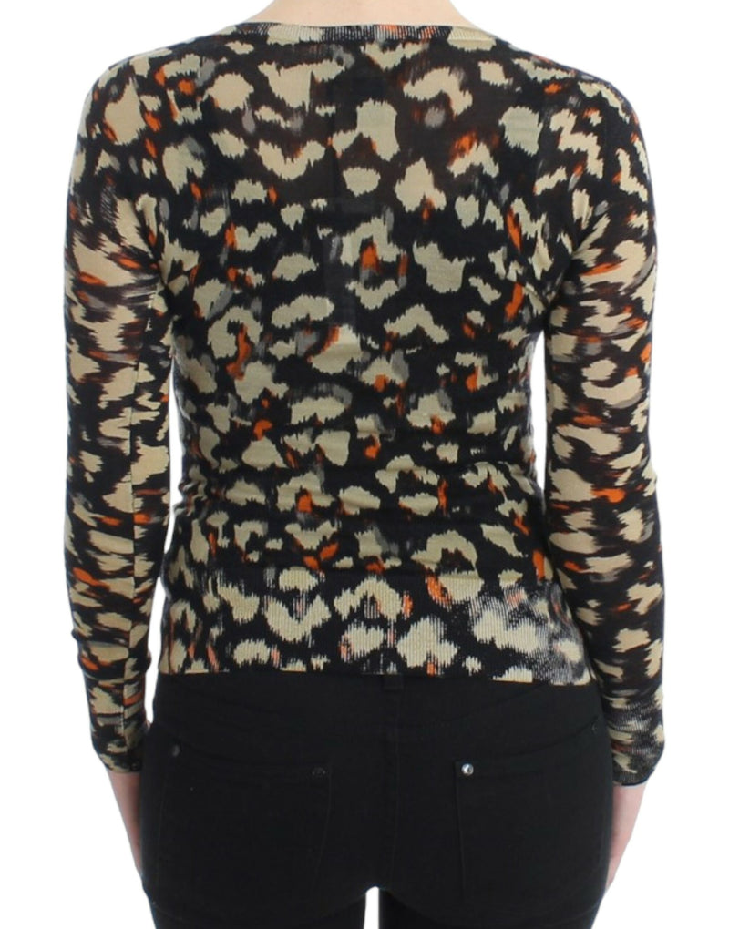 Elegant Multicolor V-Neck Wool Jumper Cavalli