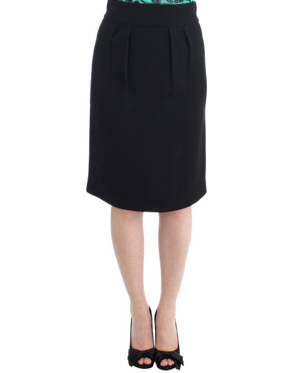 Elegant Black Wool Pencil Skirt Cavalli