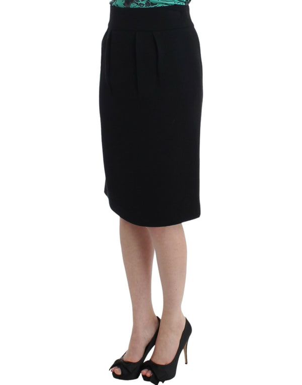 Elegant Black Wool Pencil Skirt Cavalli