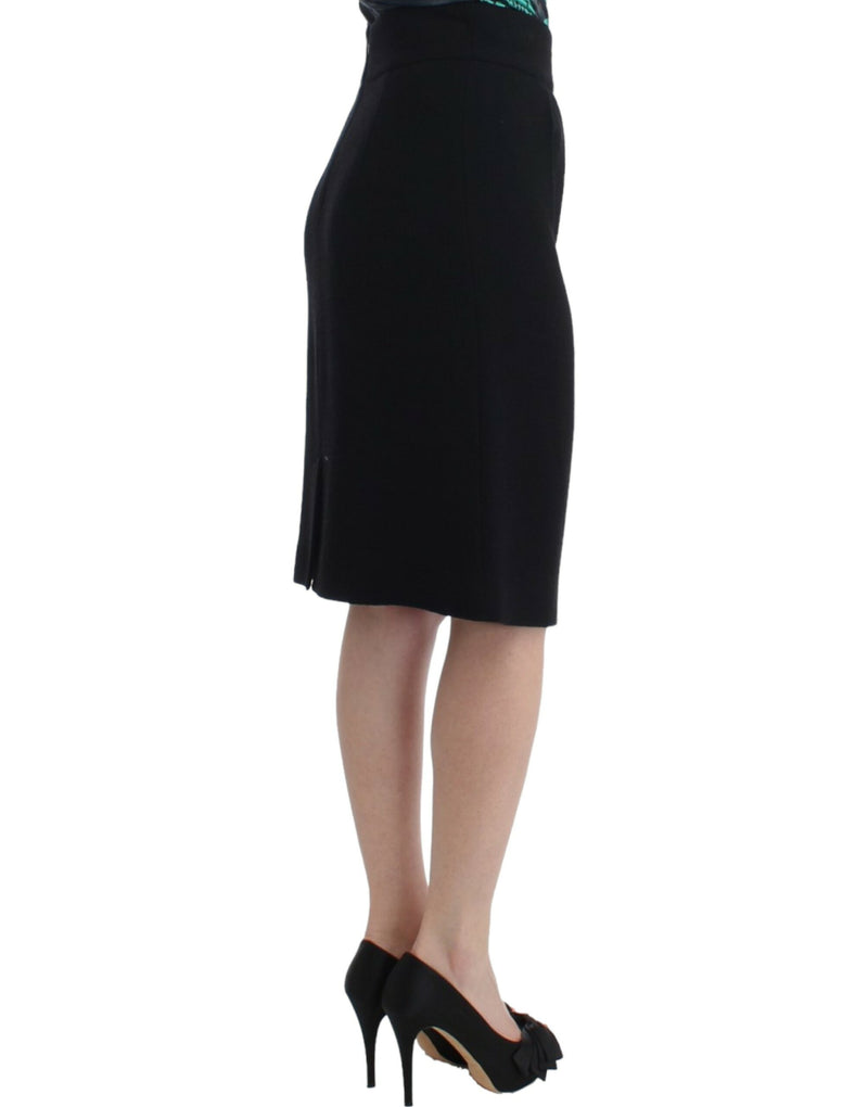 Elegant Black Wool Pencil Skirt Cavalli