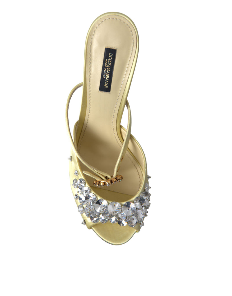 Crystal Embellished Silk Sandals Dolce & Gabbana