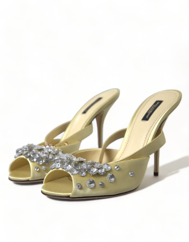 Crystal Embellished Silk Sandals Dolce & Gabbana