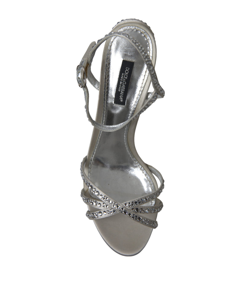 Elegant Crystal Embellished Heels Sandals Dolce & Gabbana