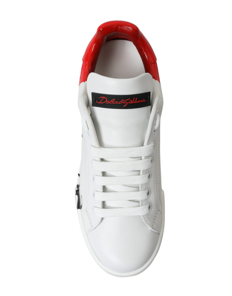 Elegant White Leather Portofino Sneakers Dolce & Gabbana