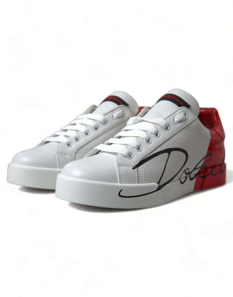 Elegant White Leather Portofino Sneakers Dolce & Gabbana