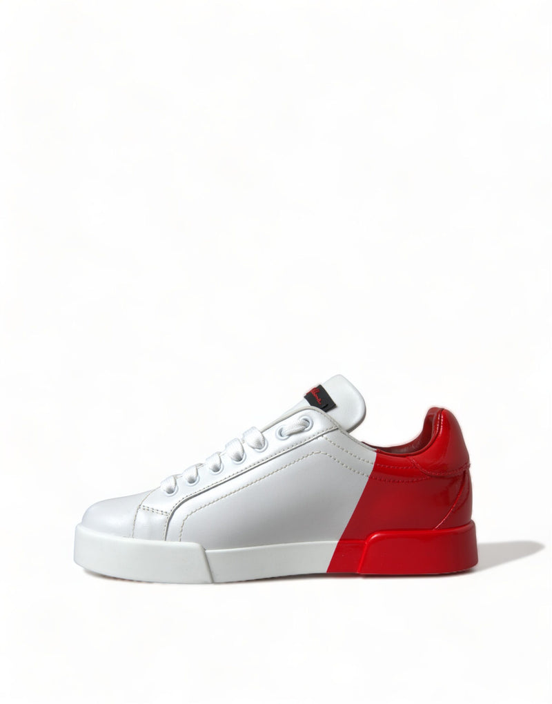 Elegant White Leather Portofino Sneakers Dolce & Gabbana