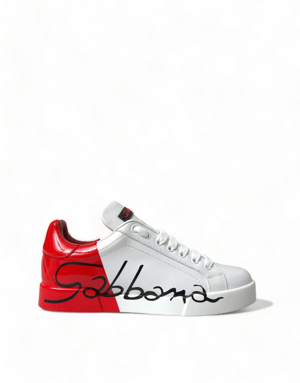 Elegant White Leather Portofino Sneakers Dolce & Gabbana