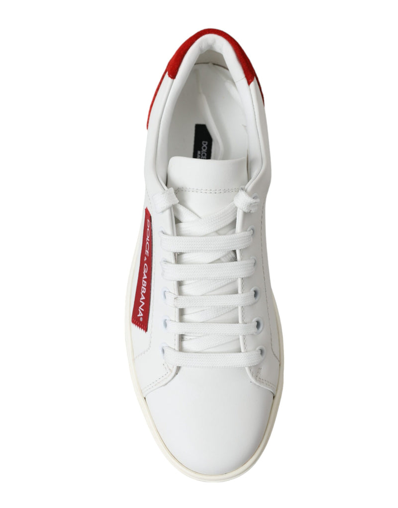 Chic White Leather Sneakers with Red Accents Dolce & Gabbana