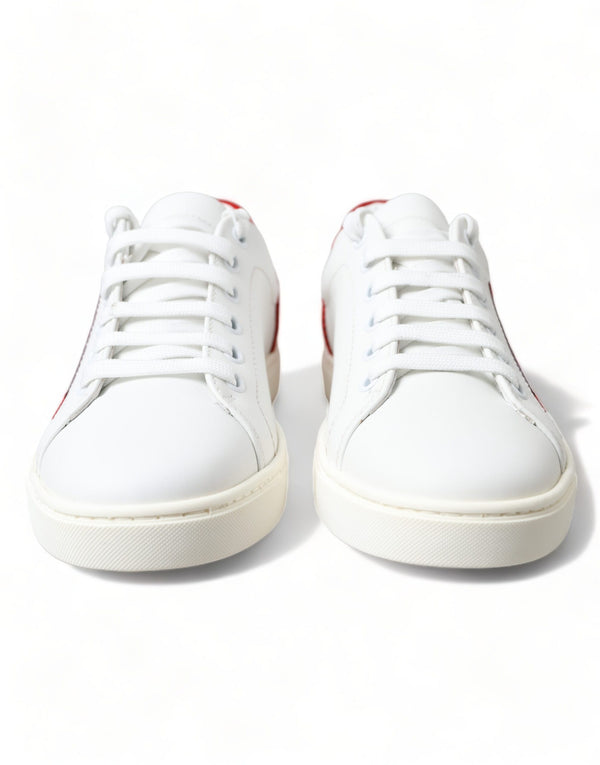 Chic White Leather Sneakers with Red Accents Dolce & Gabbana