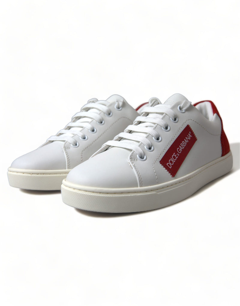 Chic White Leather Sneakers with Red Accents Dolce & Gabbana