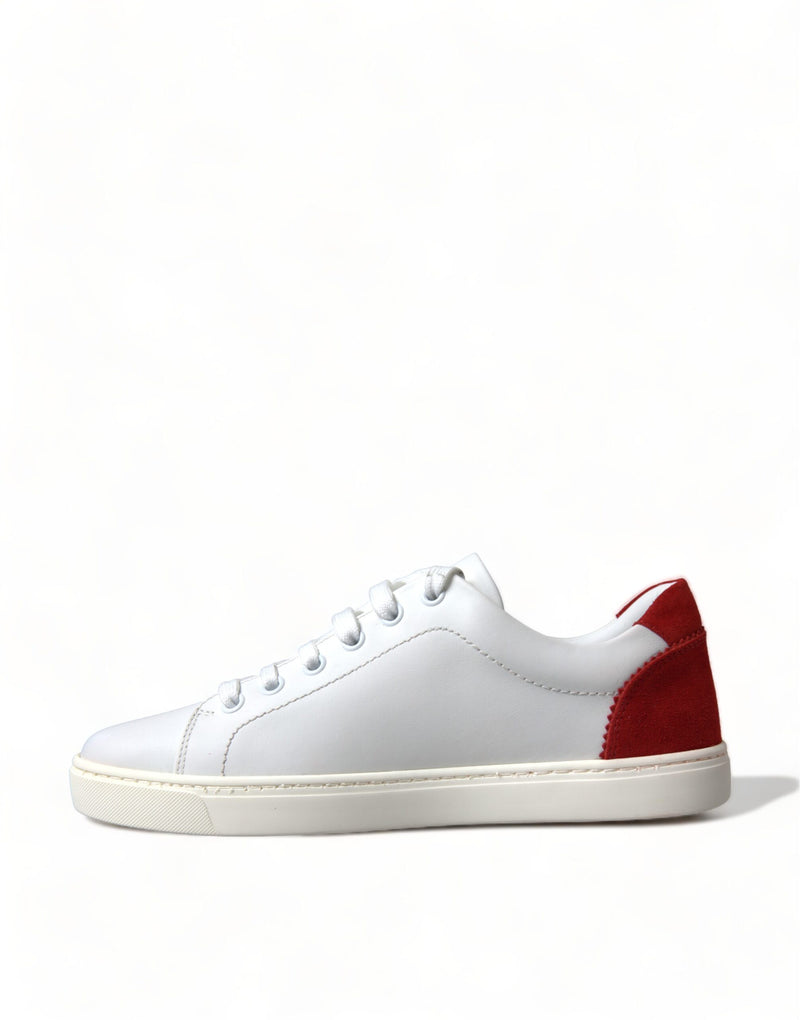 Chic White Leather Sneakers with Red Accents Dolce & Gabbana