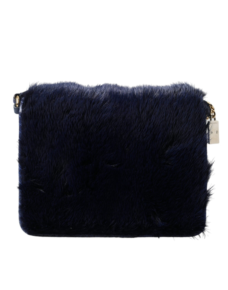 Exquisite Blue Mink Fur Shoulder Bag Dolce & Gabbana