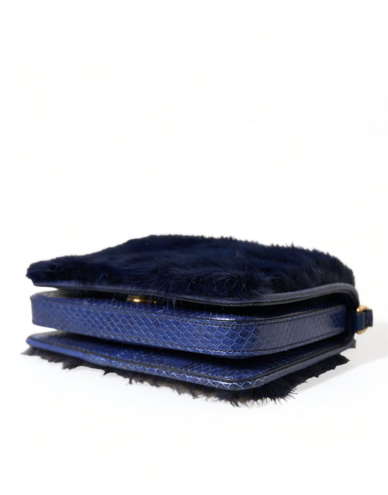 Exquisite Blue Mink Fur Shoulder Bag Dolce & Gabbana