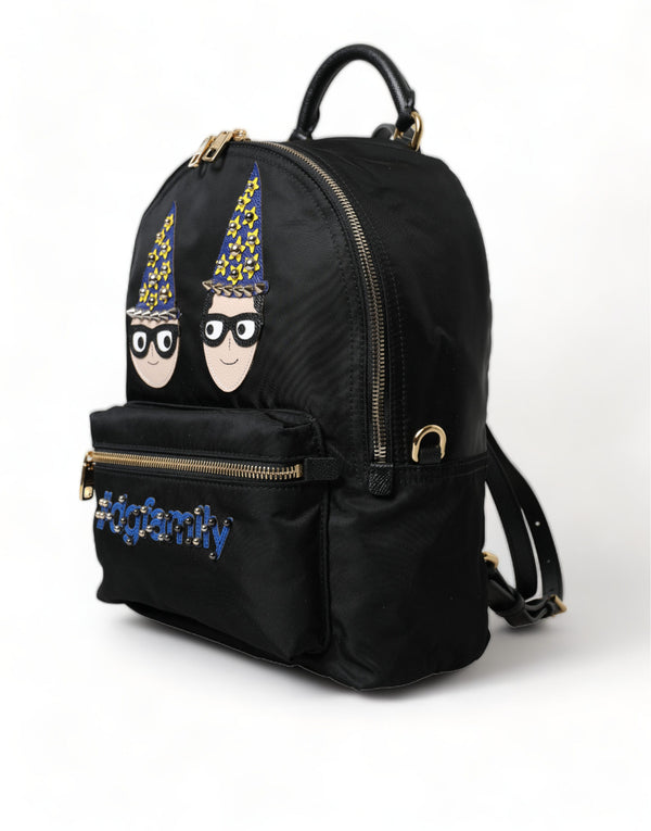 Elegant Black Gold Detail Backpack Dolce & Gabbana