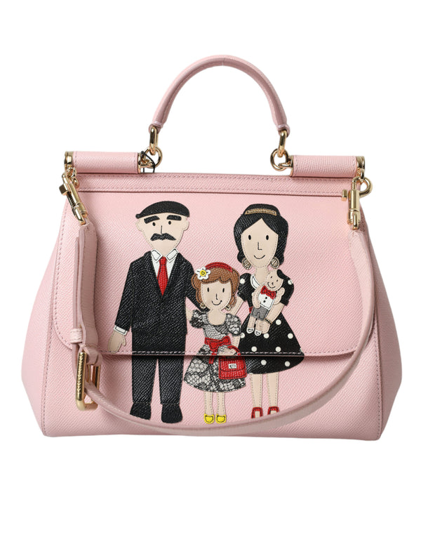 Chic Pink Sicily Leather Shoulder Bag Dolce & Gabbana