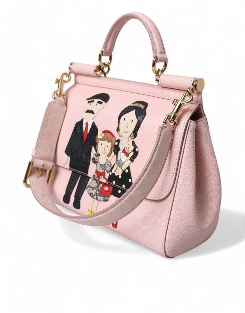 Chic Pink Sicily Leather Shoulder Bag Dolce & Gabbana