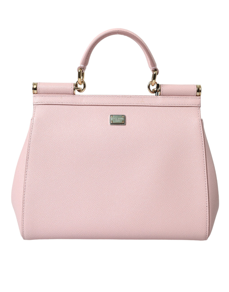 Chic Pink Sicily Leather Shoulder Bag Dolce & Gabbana