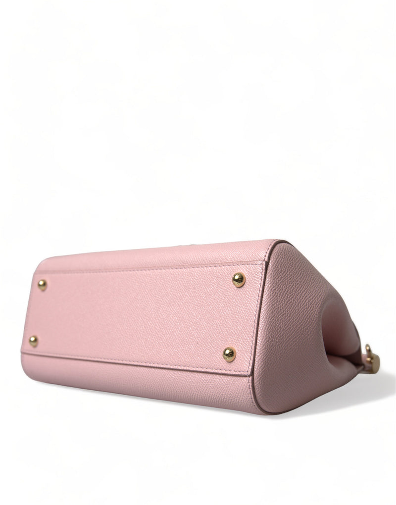 Chic Pink Sicily Leather Shoulder Bag Dolce & Gabbana