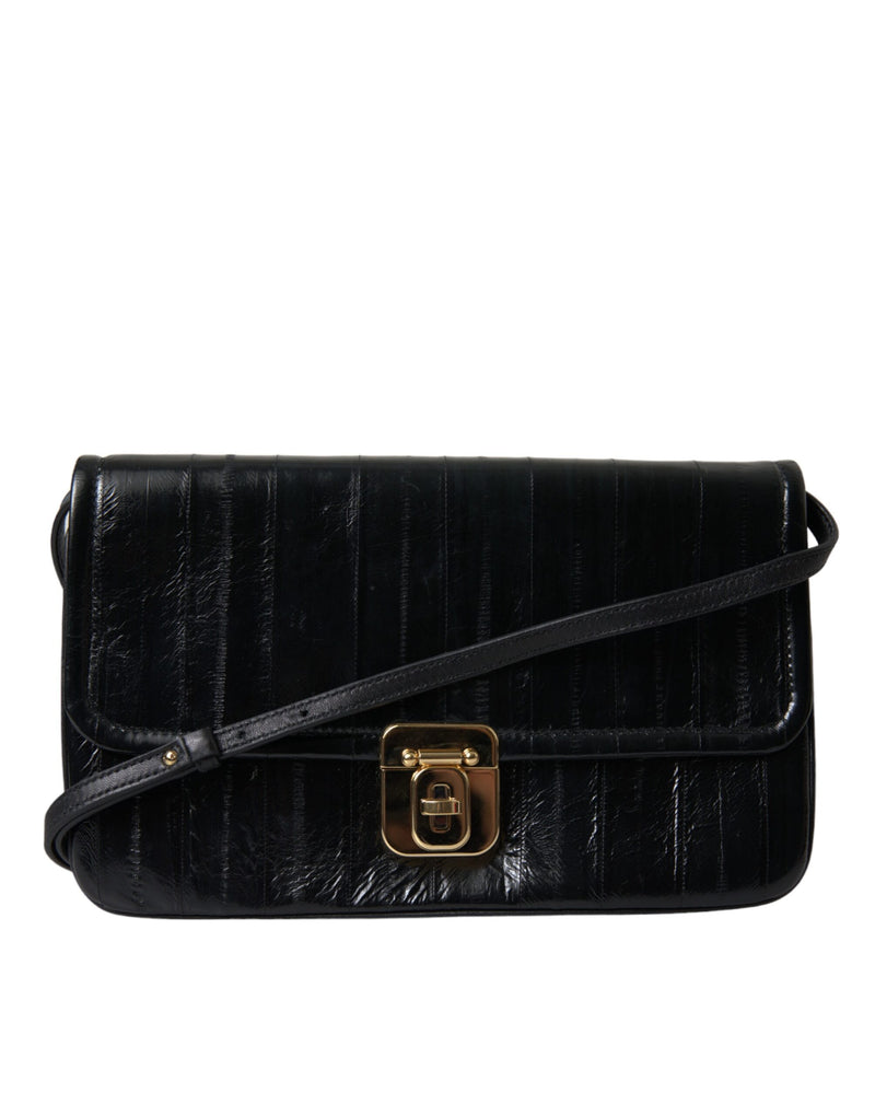 Elegant Eelskin Leather Shoulder Bag Dolce & Gabbana