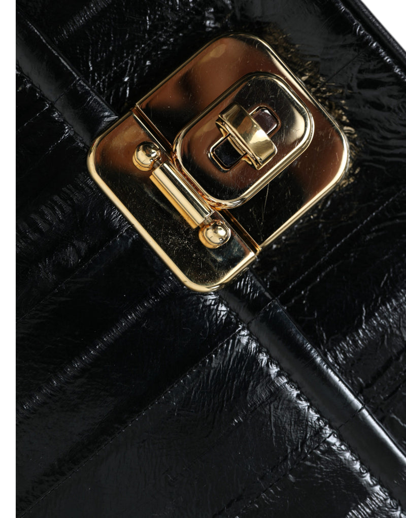 Elegant Eelskin Leather Shoulder Bag Dolce & Gabbana