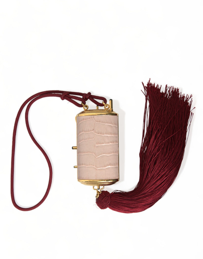 Exotic Pink Leather Mini Mirror Bag with Tassel Dolce & Gabbana