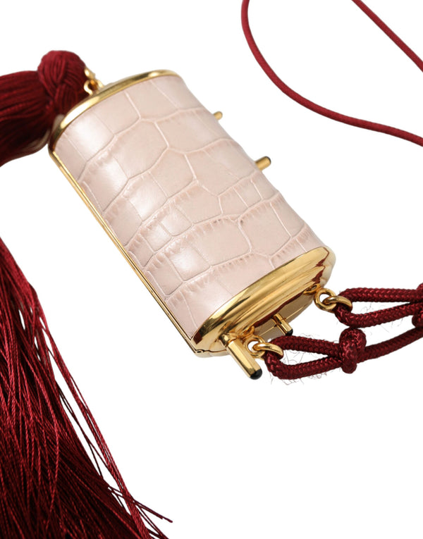 Exotic Pink Leather Mini Mirror Bag with Tassel Dolce & Gabbana