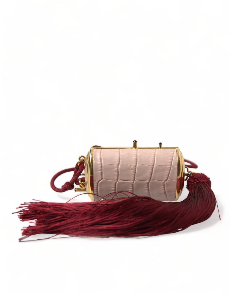 Exotic Pink Leather Mini Mirror Bag with Tassel Dolce & Gabbana