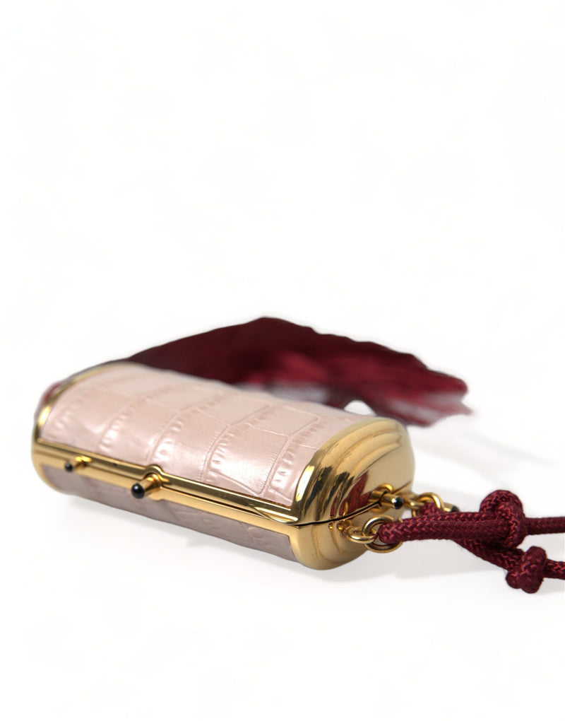 Exotic Pink Leather Mini Mirror Bag with Tassel Dolce & Gabbana