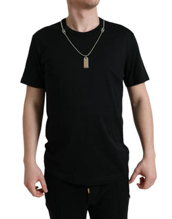 Sleek Cotton Round Neck T-Shirt with Chain Detail Dolce & Gabbana