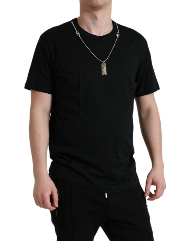 Sleek Cotton Round Neck T-Shirt with Chain Detail Dolce & Gabbana