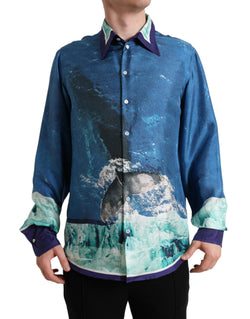 Elegant Ocean Print Silk Shirt Dolce & Gabbana